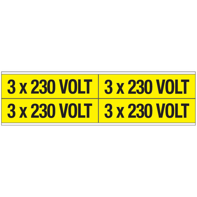 Warnschilder für die Spannungskennzeichnung - 3 x 230 VOLT