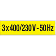 Warnschilder für die Spannungskennzeichnung - 3 x 400/230 V-50 Hz