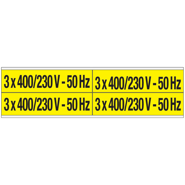Warnschilder für die Spannungskennzeichnung - 3 x 400/230 V-50 Hz