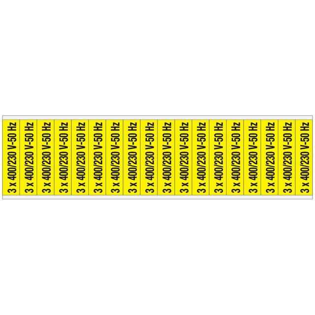 Warnschilder für die Spannungskennzeichnung - 3 x 400/230 V-50 Hz