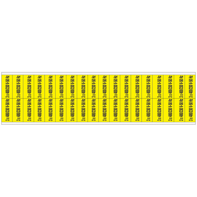 Warnschilder für die Spannungskennzeichnung - 3 x 400/230 V-50 Hz