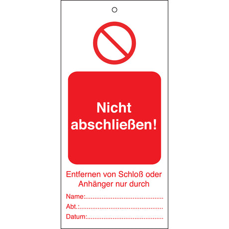 Tagout: Anhänger für Warnhinweise