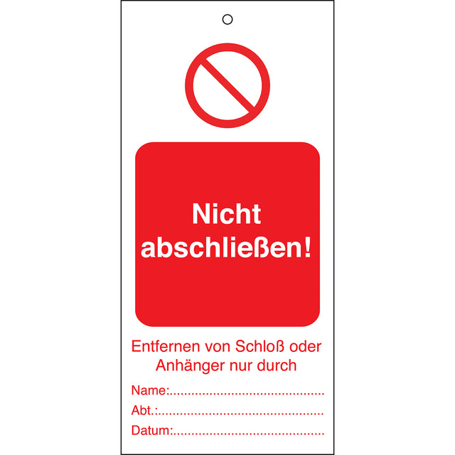 Tagout: Anhänger für Warnhinweise