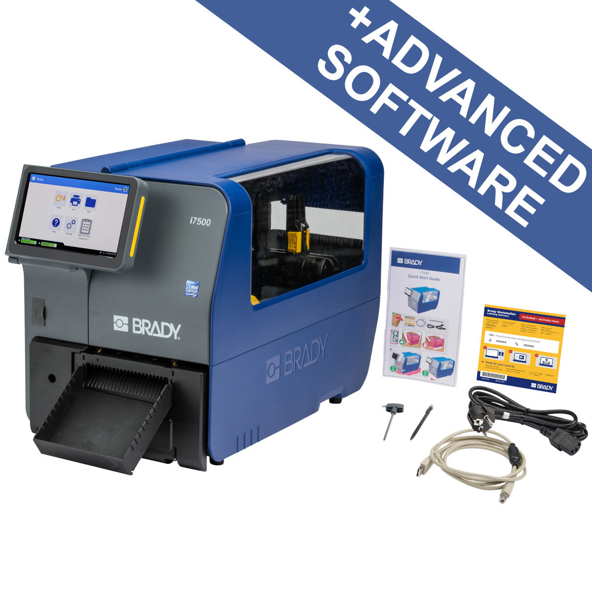 i7500 Etikettendrucker für die Industrie 300 dpi - EU mit automatischem Schneider + Brady Workstation-Suite