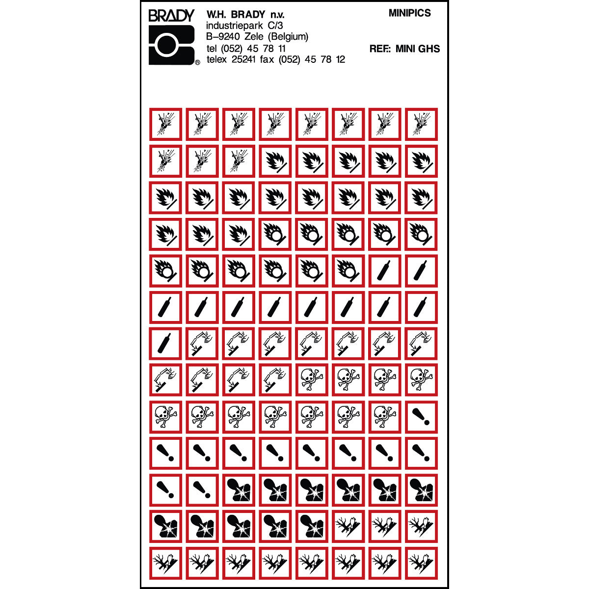 Mini pictograms dangerous goods labeling