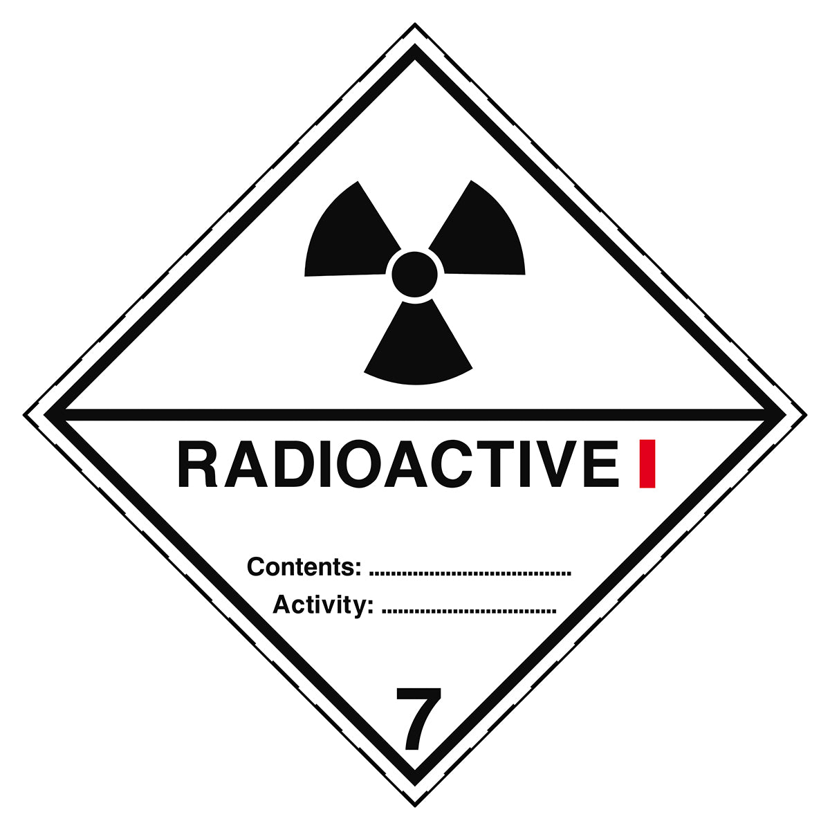 Aufkleber für den Transport gefährlicher Güter - Radioactive Stoffe 7A I