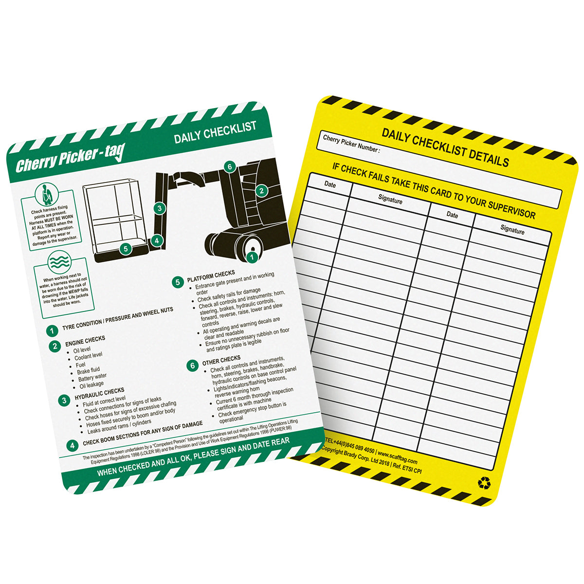 Cherry Picker Tag-Einsteckschild