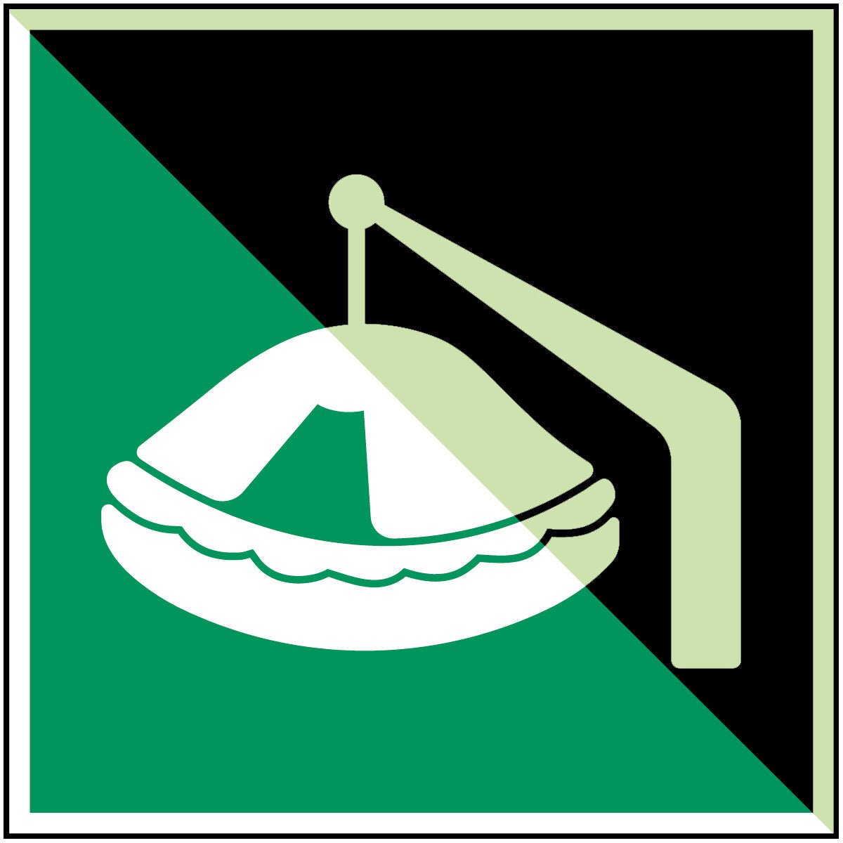 Mit Davit aussetzbares Rettungsfloß – ISO 7010