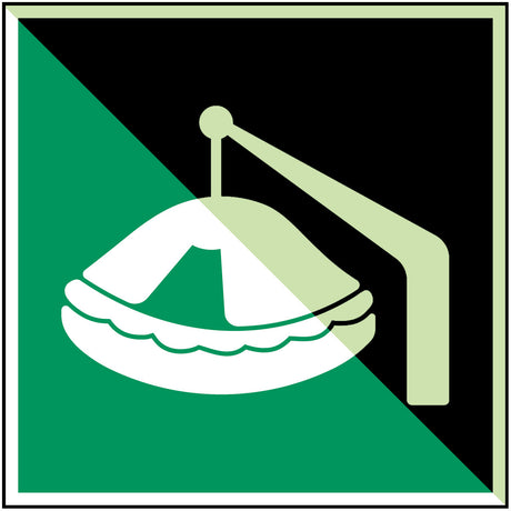 Mit Davit aussetzbares Rettungsfloß – ISO 7010