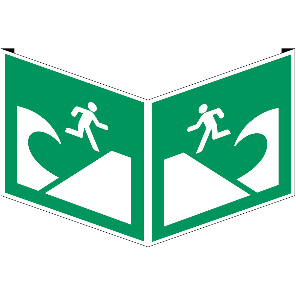 ISO-Sicherheitsschild – Evakuierungsbereich bei Tsunami