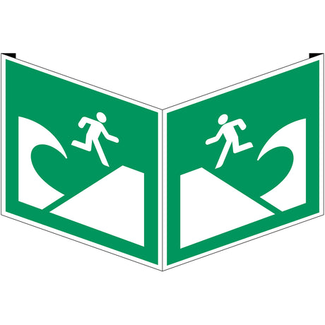 ISO-Sicherheitsschild – Evakuierungsbereich bei Tsunami