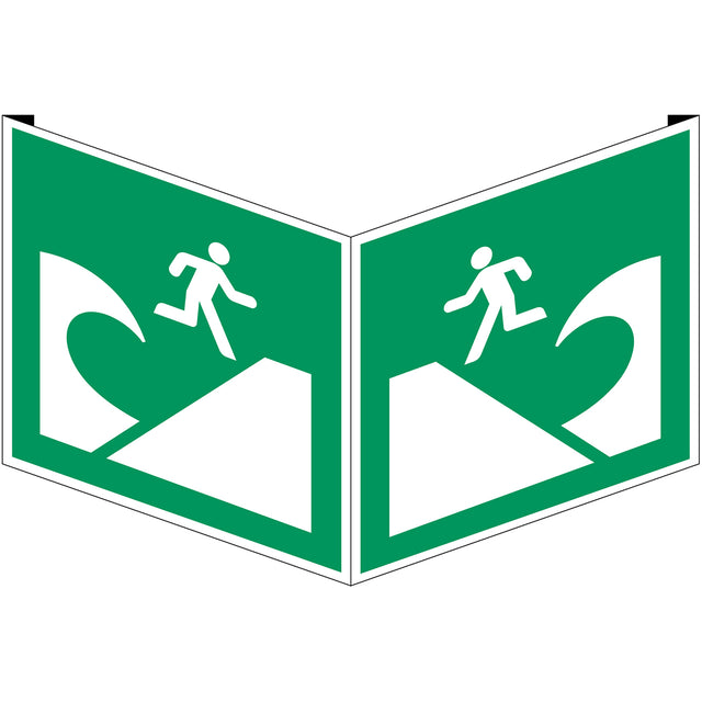 ISO-Sicherheitsschild – Evakuierungsbereich bei Tsunami