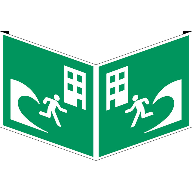 ISO-Sicherheitsschild – Evakuierungsgebäude bei Tsunami
