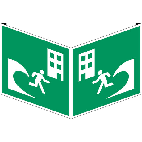 ISO-Sicherheitsschild – Evakuierungsgebäude bei Tsunami