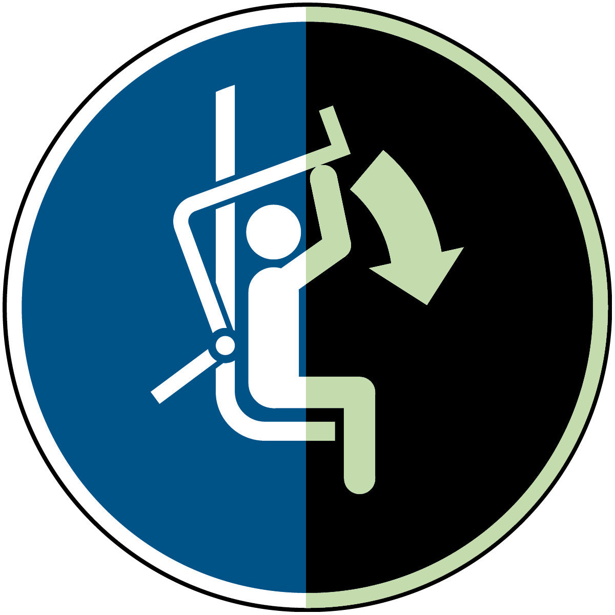 Sicherheitsbügel des Sessellifts schließen – ISO 7010