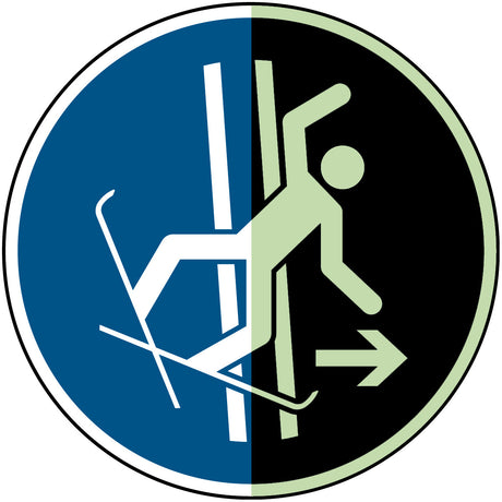 Im Fall eines Sturzes Schleppspur sofort verlassen – ISO 7010