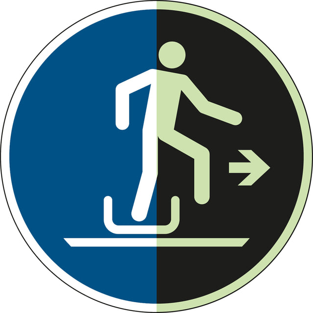 ISO Sicherheitskennzeichnung - Rechts aus Rodelschlitten aussteigen