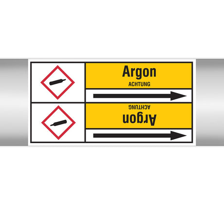 Rohrmarkierung mit Standardtexten - Nicht brennbare Gase - Layout 3