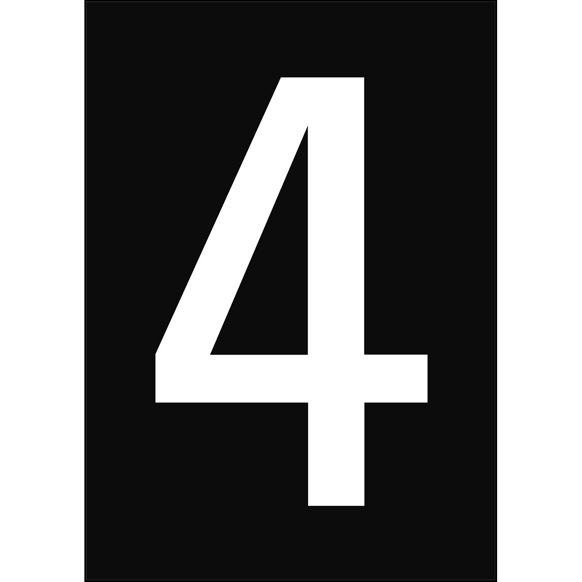 Chiffres et lettres A4 - Noir/Blanc - 4 - B-7541 (Polyester laminé)