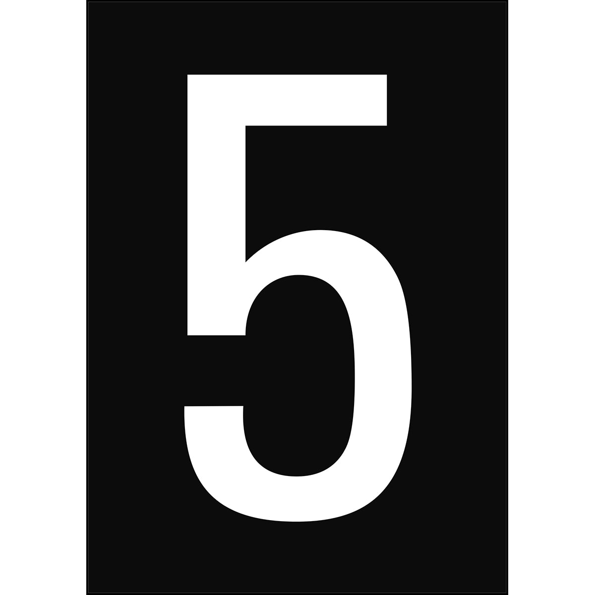 Chiffres et lettres A4 - Noir/Blanc - 5 - B-7541 (Polyester laminé)