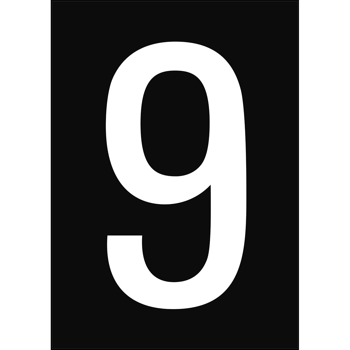 Chiffres et lettres A4 - Noir/Blanc - 9 - B-7541 (Polyester laminé)