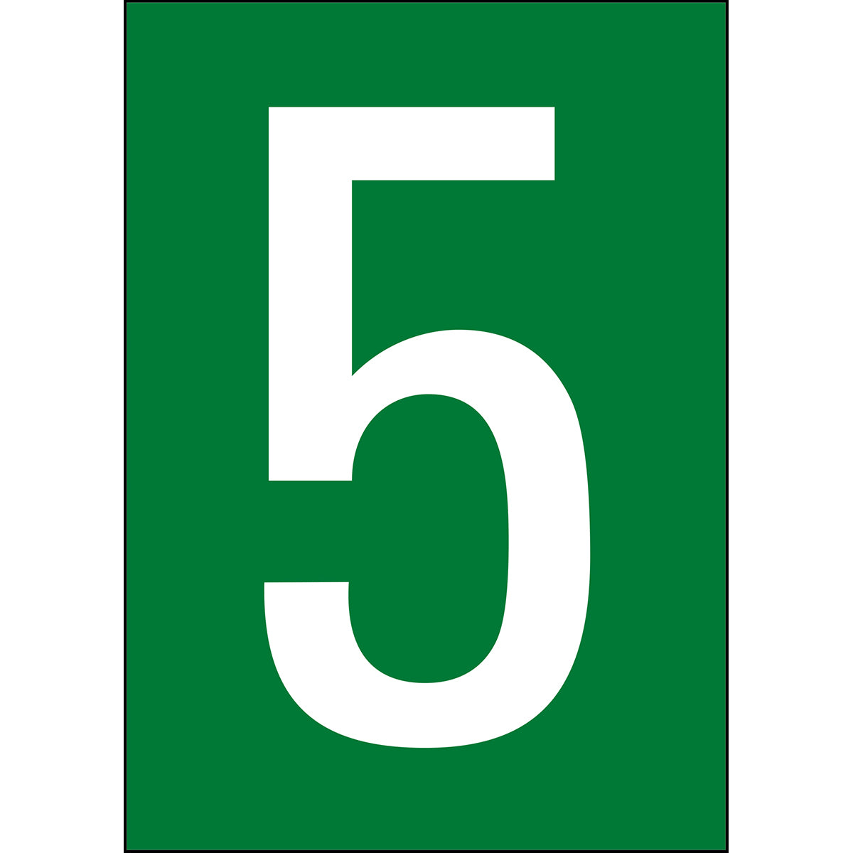 Chiffres et lettres A4 - Vert/Blanc - 5 - B-7541 (Polyester laminé)