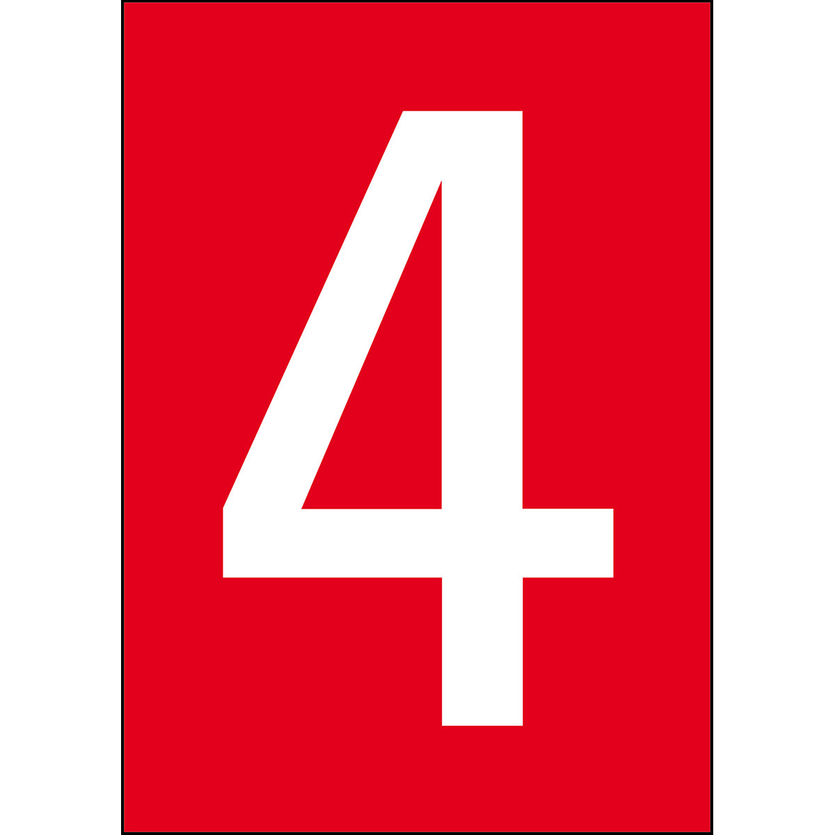 Numbers &amp; Letters A4 - Red/White - 4 - B-7541 (Laminated Polyester)