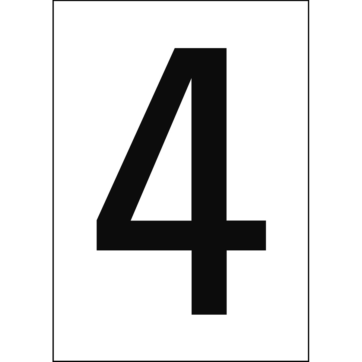 Chiffres et lettres A4 - Blanc/Noir - 4 - B-7541 (Polyester laminé)