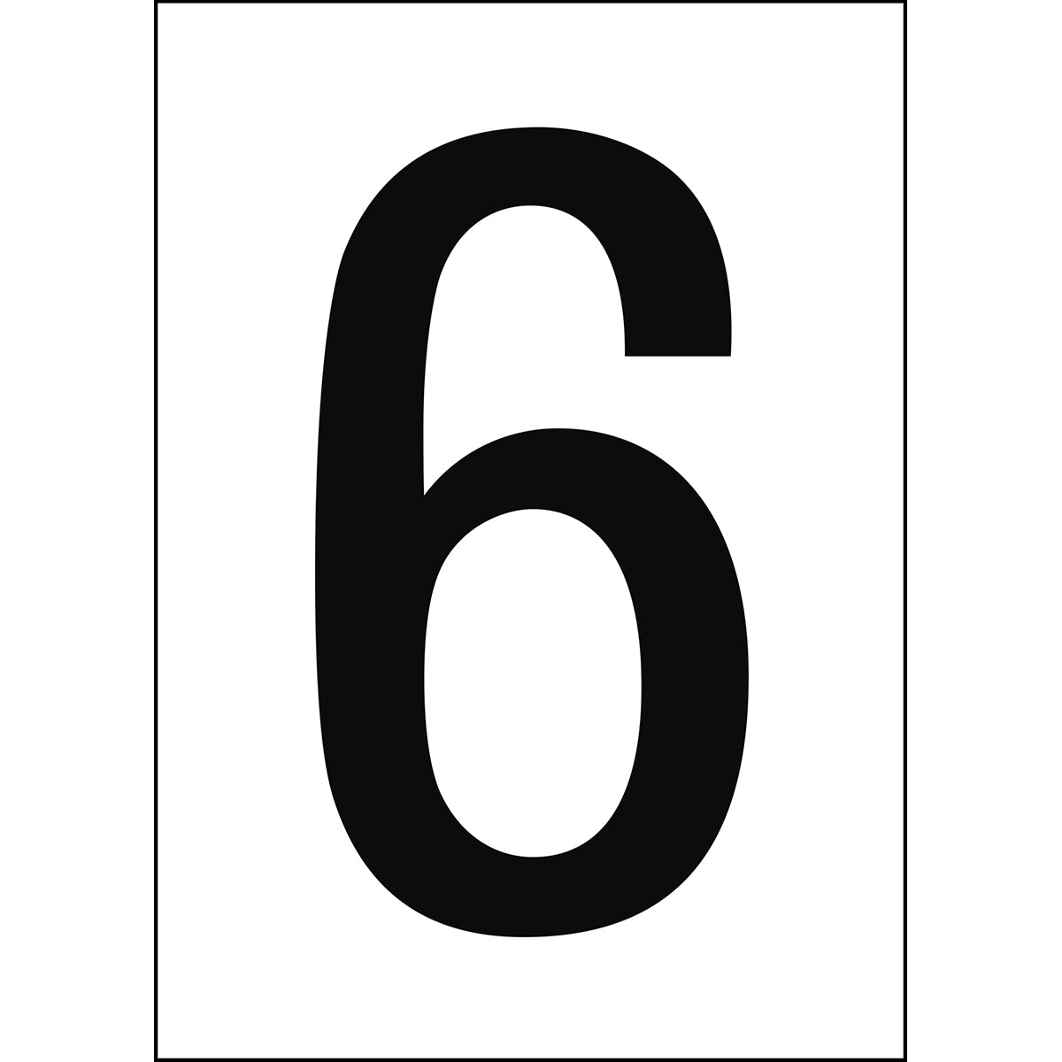Chiffres et lettres A4 - Blanc/Noir - 6 - B-7541 (Polyester laminé)