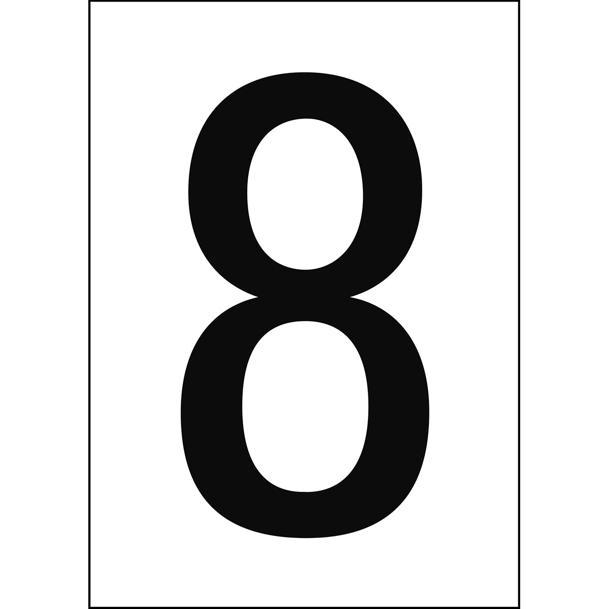 Chiffres et lettres A4 - Blanc/Noir - 8 - B-7541 (Polyester laminé)