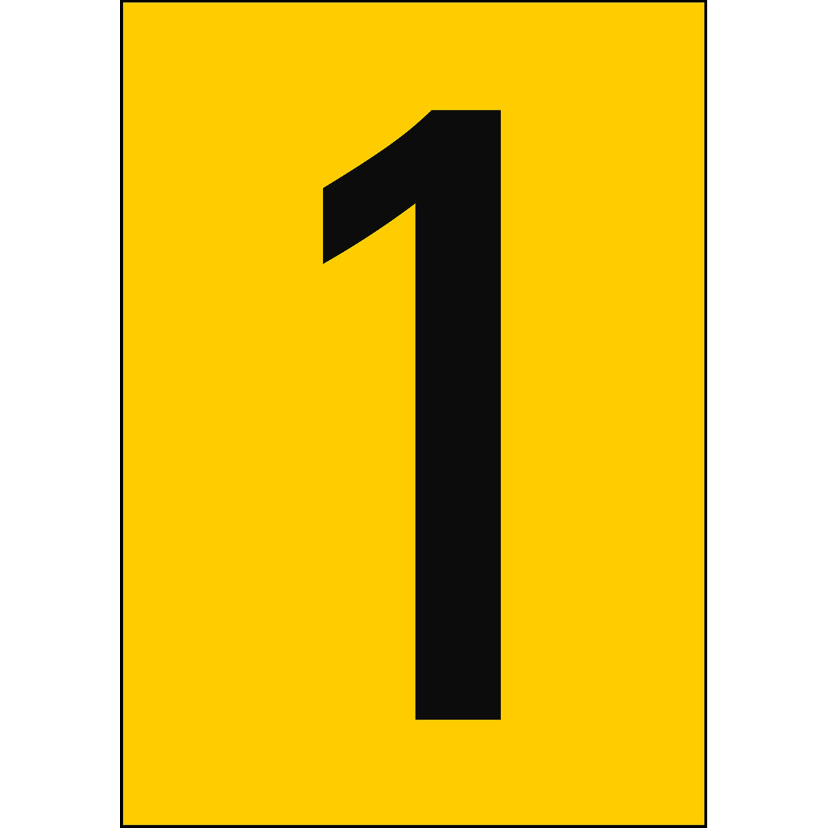 Chiffres et lettres A4 - Jaune/Noir - 1 - B-7541 (Polyester laminé)