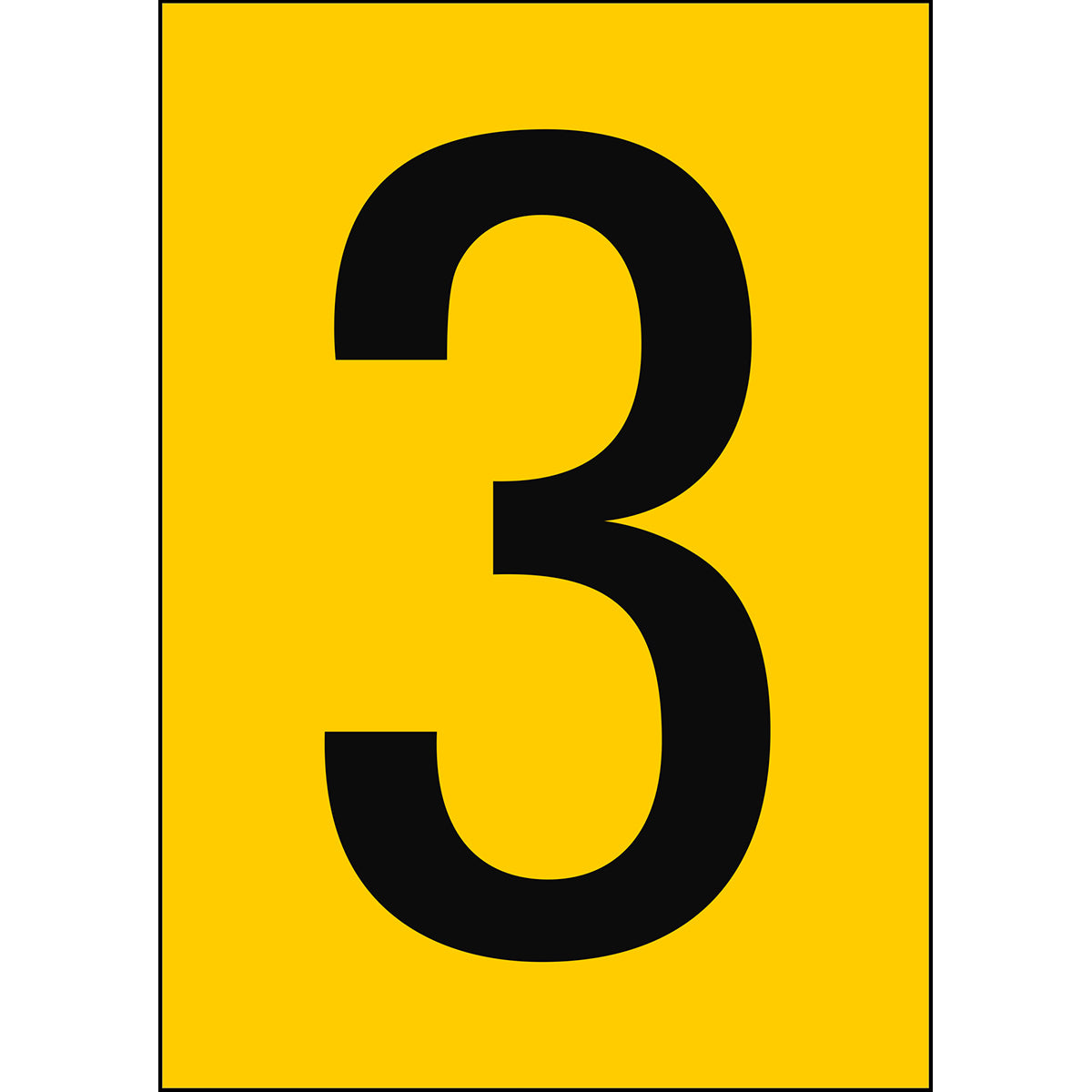 Chiffres et lettres A4 - Jaune/Noir - 3 - B-7527 (Polypropylène)