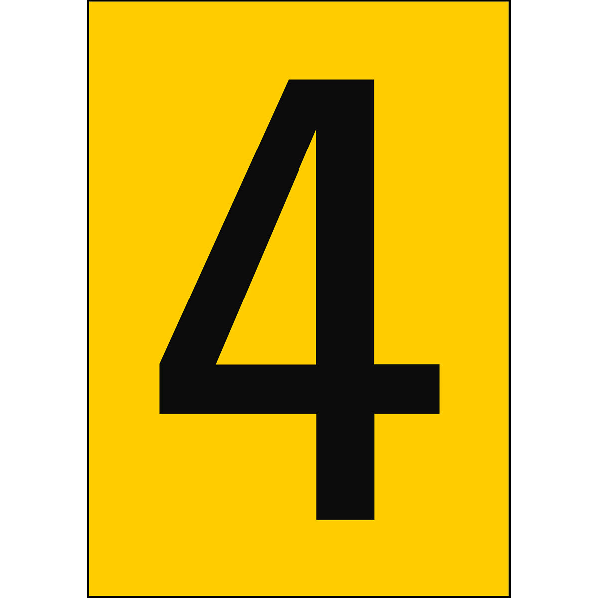 Chiffres et lettres A4 - Jaune/Noir - 4 - B-7541 (Polyester laminé)