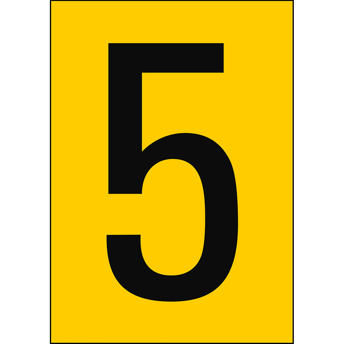 Chiffres et lettres A4 - Jaune/Noir - 5 - B-7527 (Polypropylène)