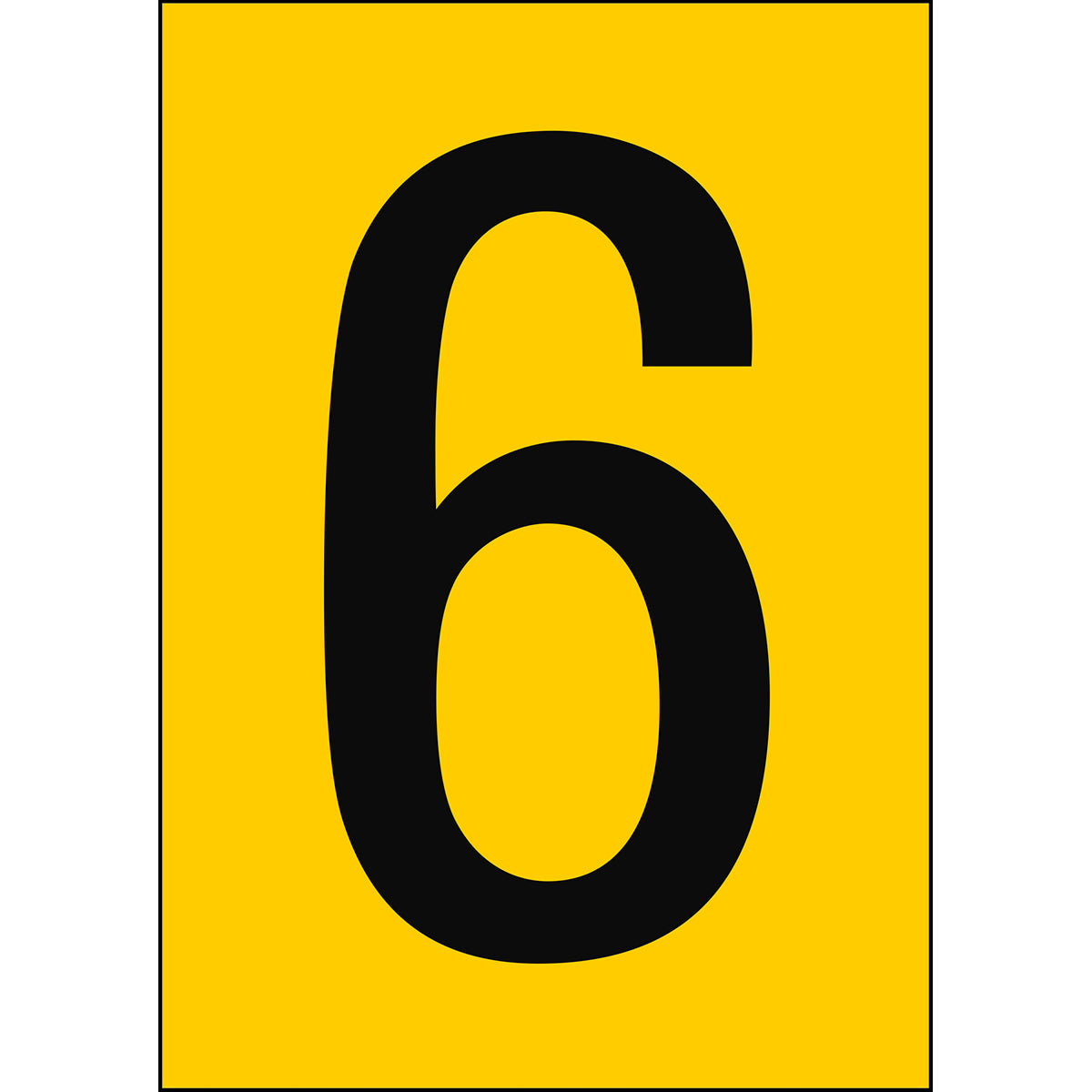 Chiffres et lettres A4 - Jaune/Noir - 6 - B-7527 (Polypropylène)