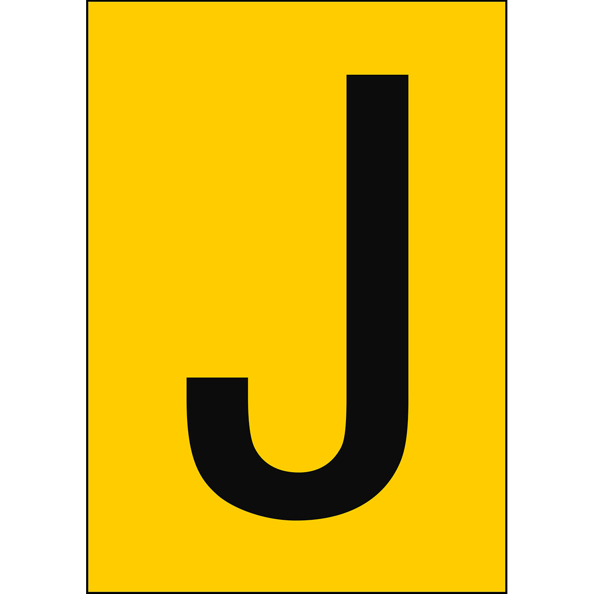 Chiffres et lettres A4 - Jaune/Noir - J - B-7527 (Polypropylène)