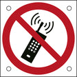 ISO-Sicherheitsschild – Eingeschaltete Mobiltelefone verboten