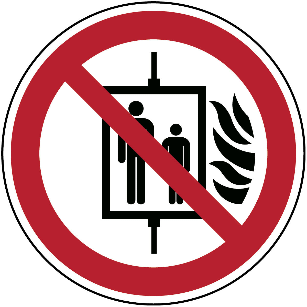 ISO safety sign - Passenger transport prohibited in case of fire