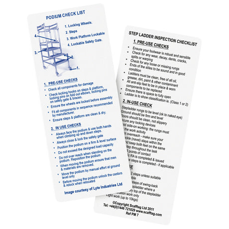 Kurzmitteilung zu Stufenleitern und Podesten