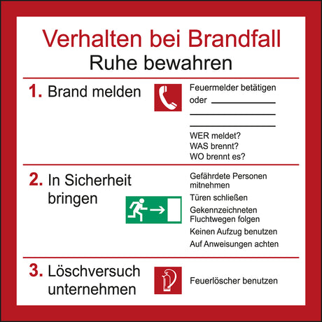 Aushänge - Brandschutz, Notfall - Verhalten im Brandfall