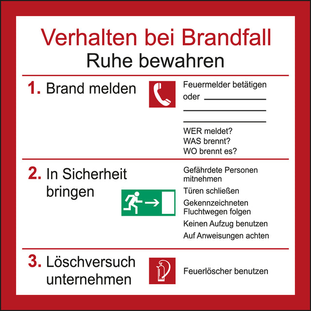 Aushänge - Brandschutz, Notfall - Verhalten im Brandfall
