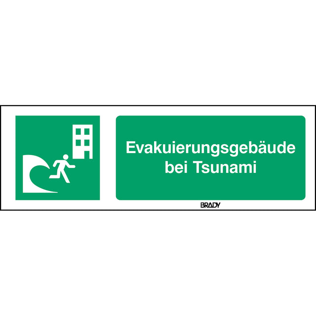 ISO-Sicherheitsschild – Evakuierungsgebäude bei Tsunami