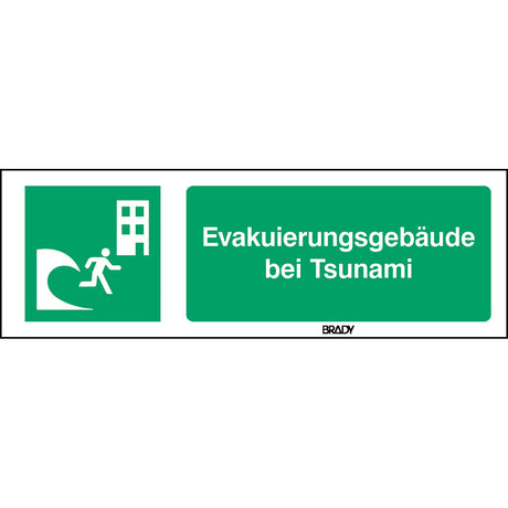 ISO-Sicherheitsschild – Evakuierungsgebäude bei Tsunami
