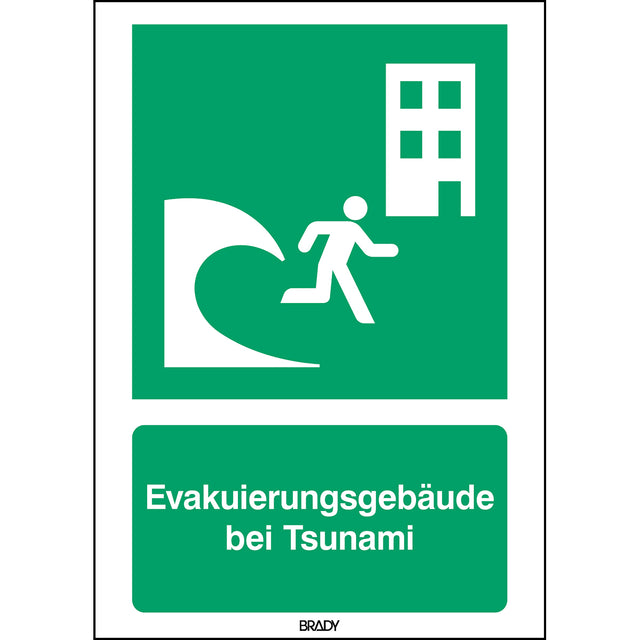ISO-Sicherheitsschild – Evakuierungsgebäude bei Tsunami