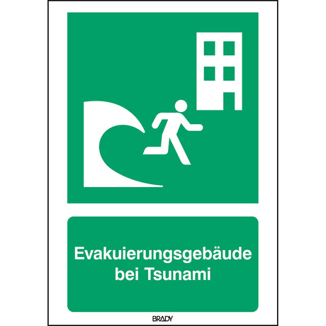 ISO-Sicherheitsschild – Evakuierungsgebäude bei Tsunami