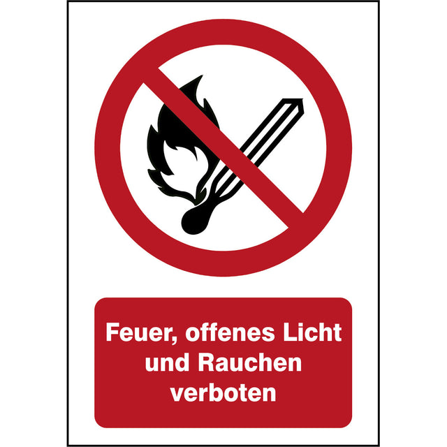 ISO Sicherheitskennzeichnung - Feuer, offenes Licht and Rauchen verboten