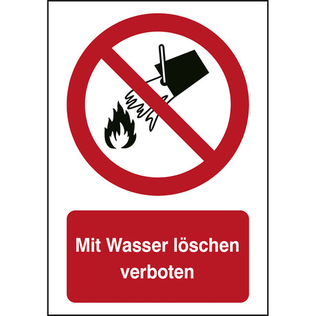 ISO Sicherheitskennzeichnung - Mit Wasser löschen verboten