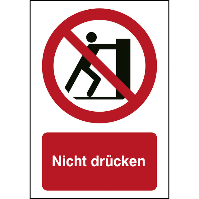 ISO Sicherheitskennzeichnung - Nicht drücken