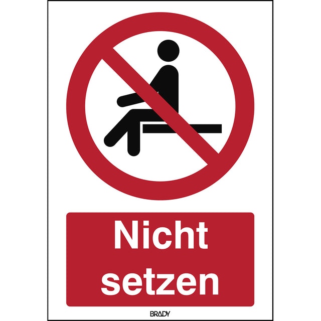 ISO Sicherheitskennzeichnung - Sitzen verboten