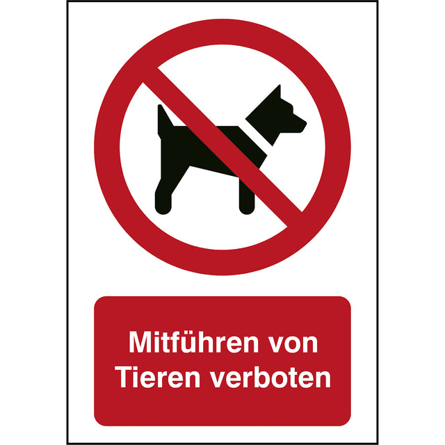 ISO Sicherheitskennzeichnung - Mitführen von Tieren verboten